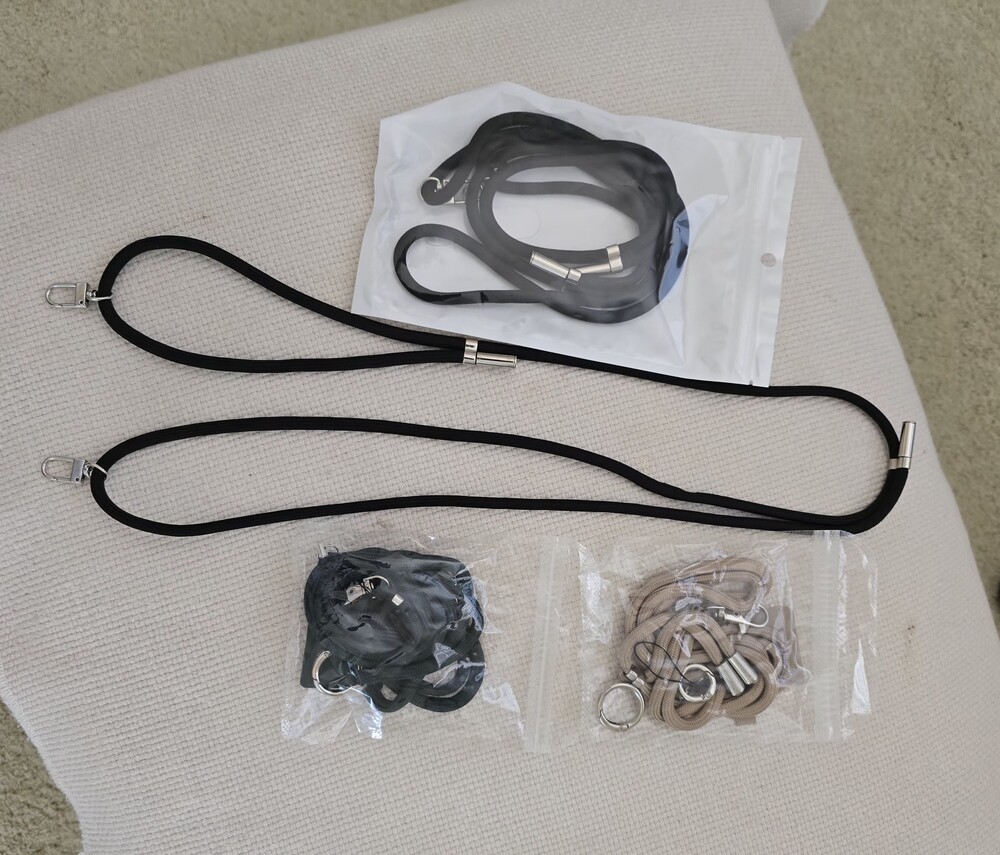 Phone Lanyard Set Black & Brown 4 Pieces